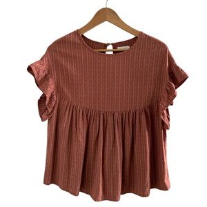 Dreamers Ruffled Short Sleeve Top - EUC